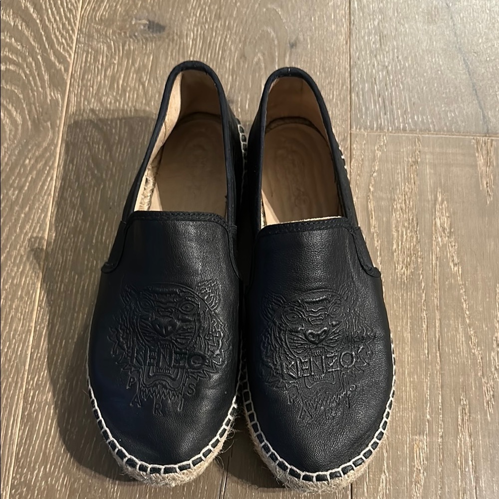 Kenzo Black Leather Espadrilles